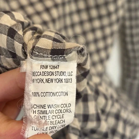 Nili Lotan Gingham Plaid Long Sleeve Button Front Shirt in Blue and Off- White - Picture 4 of 4